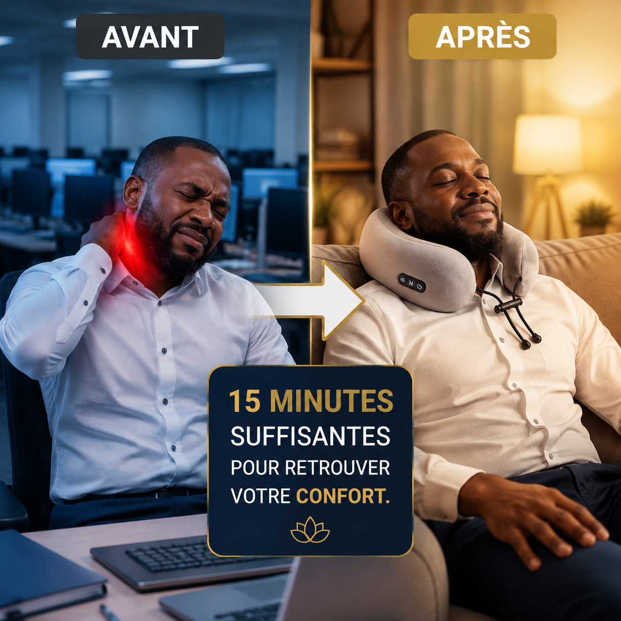 Coussin Massant Nuque Électrique — Le Massage Shiatsu Professionnel que Vous Pouvez Emporter Partout, Rechargeable et Sans Fil