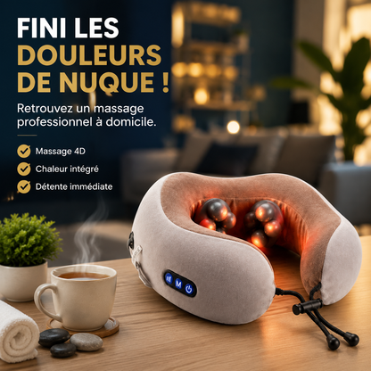 Coussin Massant Nuque Électrique — Le Massage Shiatsu Professionnel que Vous Pouvez Emporter Partout, Rechargeable et Sans Fil