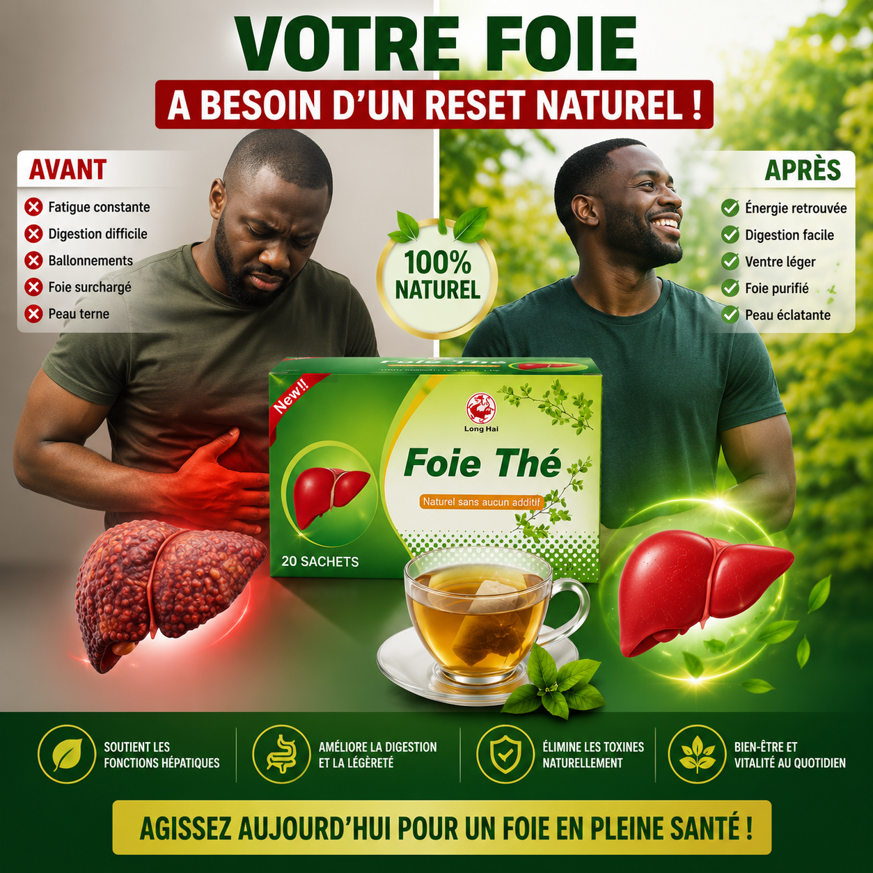 Thé du Foie 100% Naturel — La Tisane Detox qui Soulage Votre Foie en Profondeur, Sans Médicaments