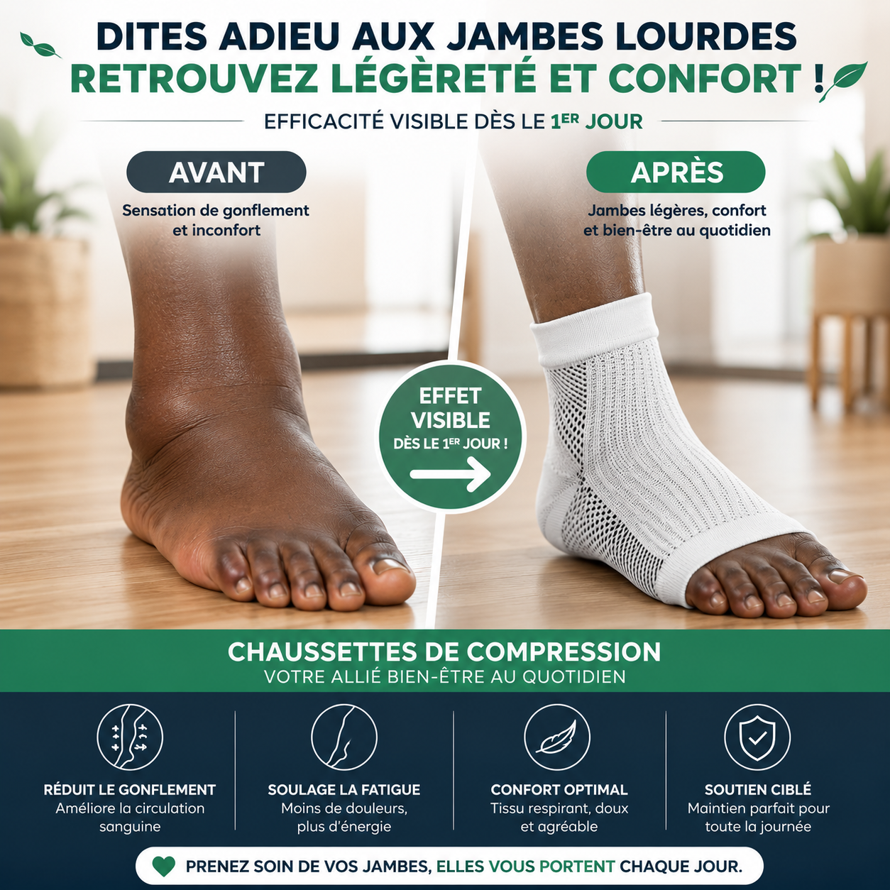 Chaussettes de Compression Anti-Douleur | Jambes Légères & Zéro Enflure | LesBonsChoix